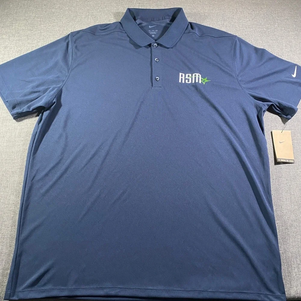 Lot of 3 Nike Golf Dri Fit Micro Pique 2.0 Polo Shirt Mens 2XL Navy Short Sleeve